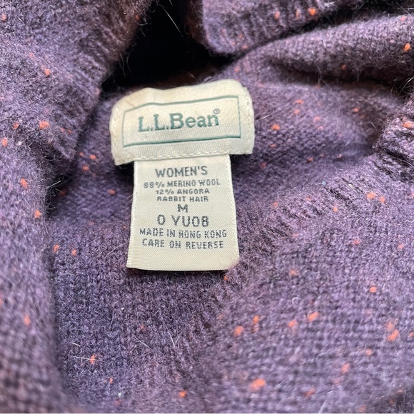 L.L.Bean Merino Wool Angora Turtleneck Sweater Purple Flecked Knit Size M - Picture 6 of 7